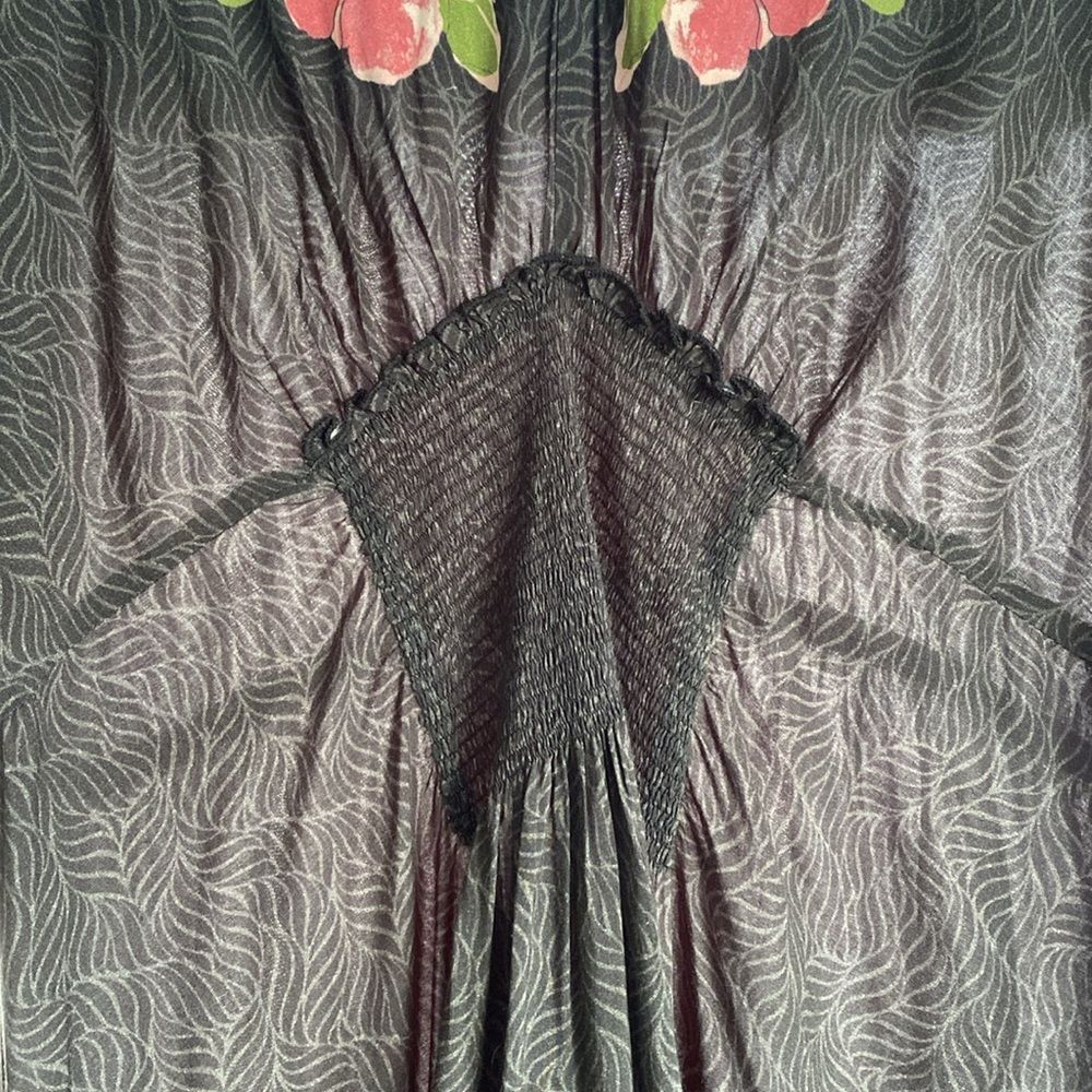Bl-nk Anthropologie Floral Black Kimono Dress Plus One Size Boho Luxury Vacation - Picture 5 of 13
